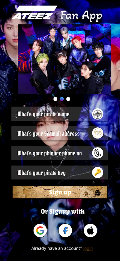 Kpop Fan App Login Screens ateez fan app kpop login ui uiux