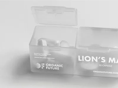 Organic Future brand brand identity branding design drugs graphic design graphicdesign herbs identity lions mane logo logodesign medicinal medicine mushrooms packaging pills siberian ginseng tech visual