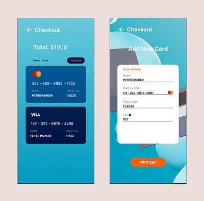 Checkout with Card app card checkout mobile payment ui uiux