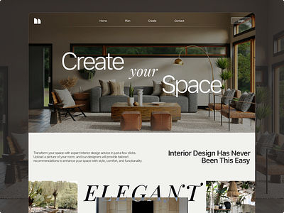 Interior Design Landing Page ai app artificial intelligence decor design designer elegant forniture green herosection home house inspo interior interior design landing page modern ui ux vr