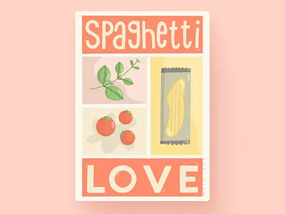 Pasta Love 🍝❣️ cooking drawing handwritten illustration pasta poster red typography