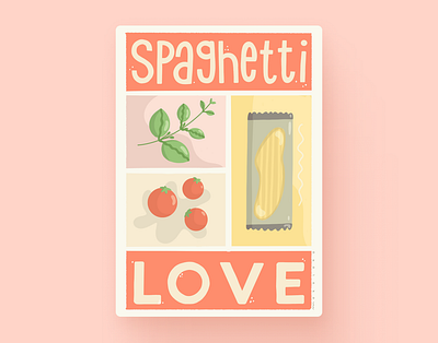 Pasta Love 🍝❣️ cooking drawing handwritten illustration pasta poster red typography