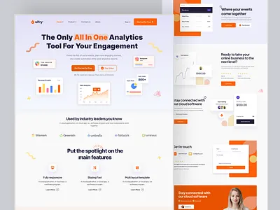 Unifry- Saas & Corporate Agency Website analytics app landing page b2b branding crm design enterprise graphs illustration marketing site saas saas app saas website software software landing page ui ui design web design