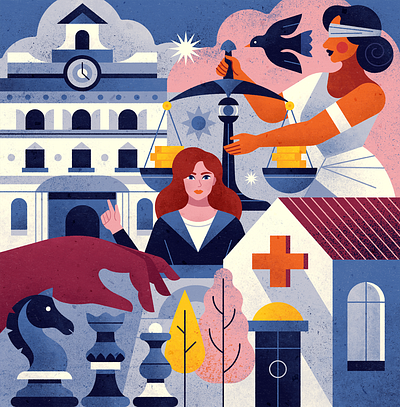 The Politics of Health Care abstract adobe illustrator chess conceptual corporate design economy geometric government healthcare illustration justice libra medical patient pattern politics scale texture vector