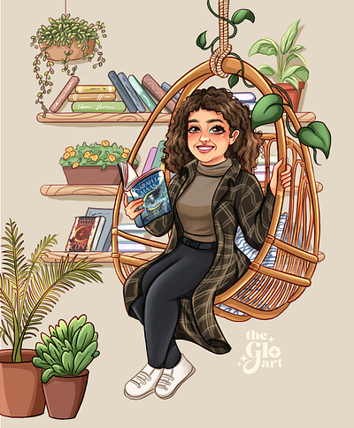 Bookish Cartoon Art by glo_inks design digital art graphic design illustration logo mascot procreate