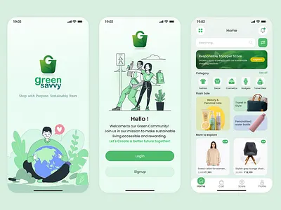 Green Savvy - Shop with purpose, Sustainably yours app branding design figma interface design ui ux