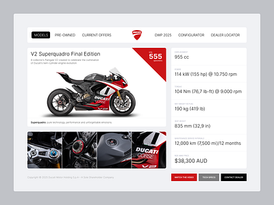 Ducati Panigale V2 Superquadro Final Edition design ui user interface web