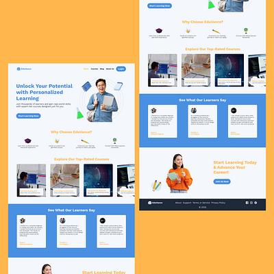 Education Landing Page Design blue design education inspiration landing page landingpage ui uiux ux website white