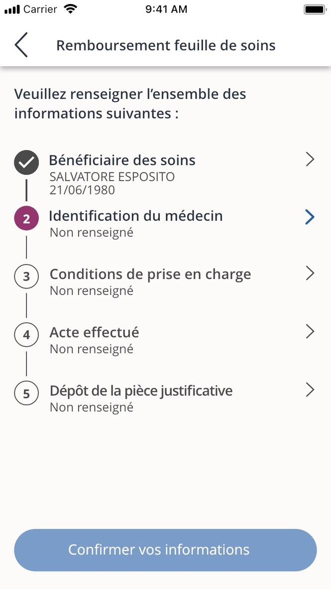 Assurance maladie - Dématérialisation - UI Design - Smartphone ameli design smartphone splashscreen stepper ui ux