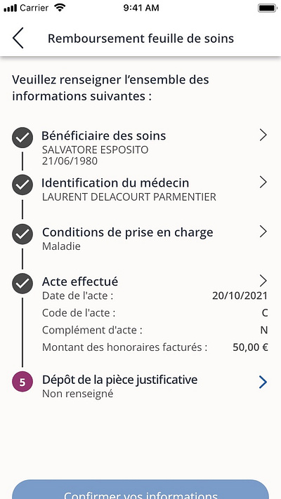 Assurance maladie - UI Smartphone ameli design smartphone splashscreen stepper ui ux