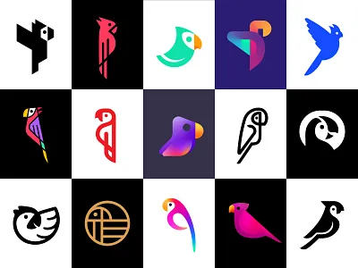 parrot logos ai app best bird branding business chat colorful fly friend it logo logo designer luxury minimal parrot pet playful toy ui