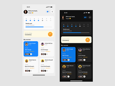 Edutech Concept app badge concept course dark mode design education edutech minimalism streak ui ui design ui ux