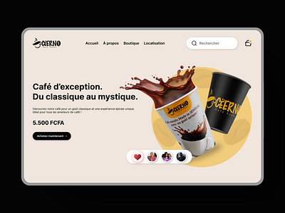 Ceerno Café Touba – E-commerce Homepage Design ☕ coffee coffeeshop figma homepage illustrator photoshop senegal ui web design