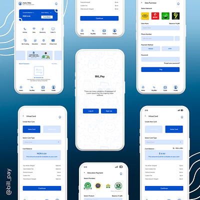 BillPay – Seamless Payments & Financial Services App billpayment fintech ui uiux ux virtualcards