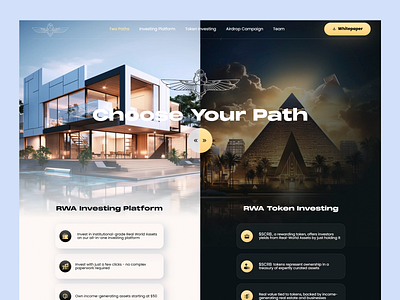 RWA Investing Platform assets management cryptocurrencies defi digital assets finance finance management financial platform fintech futuristic design income generation investing investing platform investment path landing page modern design real world assets tokens user experience uxui web ui