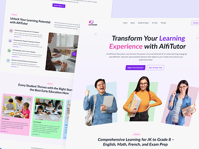 AlfiTutor - AI Tutor Landing Page ai landing page ai tutor ai ui ai ux web ai website ui landing page landing page ui minimal landing page minimal web ui tutor landing page ux design web landing page web ui