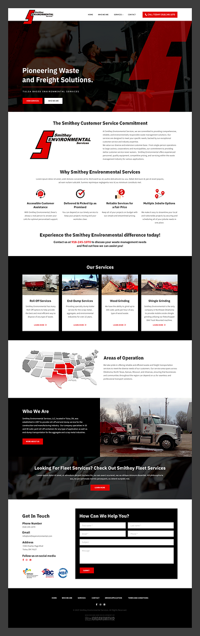 Smithey Environmental // Web Design dump service environmental environmental service freight freight solution service company waste waste management web design