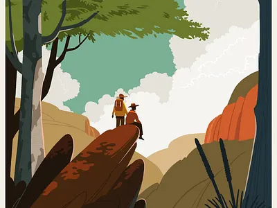 Pew Research Center Australia Promo australia illustration mid century outdoors print retro travel poster vintage