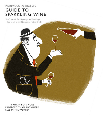 Waitrose Guide to Sparkling Wine editorial illustration magazine mid century print retro vintage waitrose wine