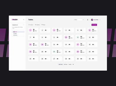 POS - Restaurant management software app bar cards graphic design menu modal non modal pos prototype restaurant software status tables tag ui web