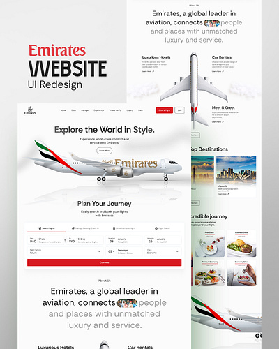 Emirates Website UI Redesign (Homepage) airlinedesign airlineux bookingplatform cleanui creativetech designtrends2025 digitaldesign emiratesredesign emiratesui figmadesign flightbookingui interactiondesign minimalistdesign responsivedesign traveltech travelui ui uiux userexperience webdesign