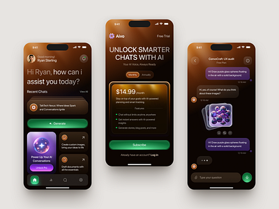 Mobile Design for AI, SaaS - Aivo app app design app ui design application design application ui design graphic design home screen app ios app ios app design iphone app mobile mobile app mobile app developer mobile design mobile ui ui uiux ux