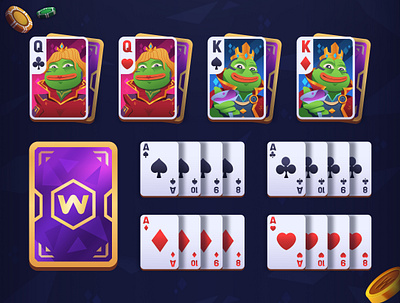 Wager: Poker deck of cards (PEPE Event) 2d art card shirt cartoon deck flat game illustration illustration king meme pepe playing cards poker poker card poker game queen