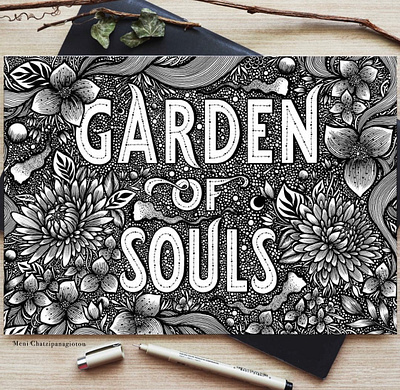 Garden of Souls art botanical branding design drawing fantasy florals flowers graphic design handmade illustration lettering logo moon nature space stars type typography universe