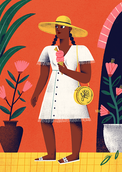 Double Strawberry female gelato holidays ice cream illustration summer textures travel art travel illustration whimsical illustration