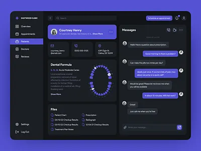 Medical CRM Dashboard — Patient Profile chat clinic dental desktop doctor healthcare medic medical platform product trendy ui ux web
