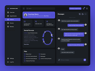 Medical CRM Dashboard — Patient Profile chat clinic dental desktop doctor healthcare medic medical platform product trendy ui ux web