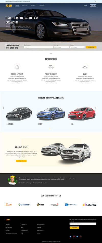 Zoom Rental Service app design ui ux