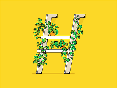 H for Houseplants 36daysoftype alphabet design challenge green houseplants illustration indoor plants letter design letter h monstera plants pothos type design