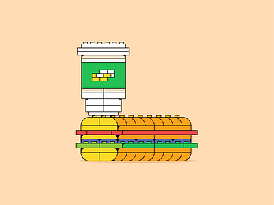 L for Lego Lunch 36daysoftype alphabet bread design challenge illustration lego letter design letter l lunch sandwich subway type design