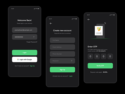 🔑 Sign In / Register / OTP app clean dark design ionic login mobile otp register signin signup ui verification verify