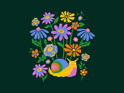 Garden Snail apparel graphics daisies daisy design flowers garden gardenbuddies illustration outdoors snail