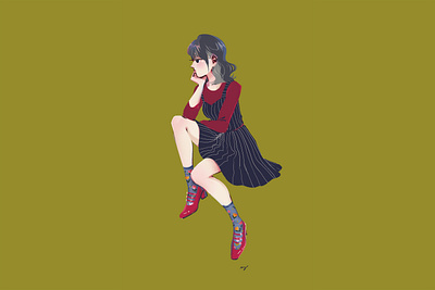 Chartreuse 🍃 + cerise 🍒 girl adobe photoshop cute doodle dress girl green illustration painting photoshop red shoes sketch skirt woman