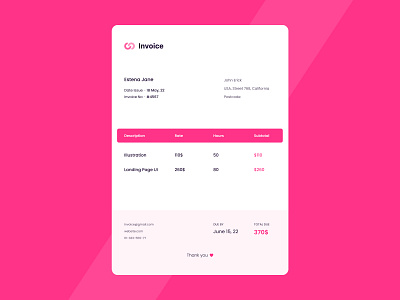 Invoice dailyui dailyui046 dailyui46 invoice invoice dailyui invoice design invoice pink invoice ui by shaheeraltaf invoice ui shaheeraltaf shaheeraltaf ui