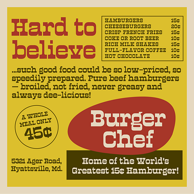 burger chef specimen ad specimen type design typography