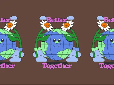 Better Together apparel graphics better together clouds daisy design flowers globe hug illustration kindness outdoors together