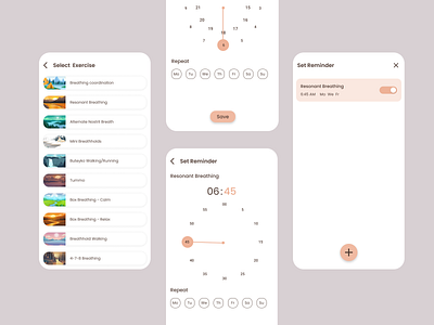 Breathe Fit - Exercise Reminders app breathing cards design exercise mindfulness mobile app reminders ui user experience user interface ux workout