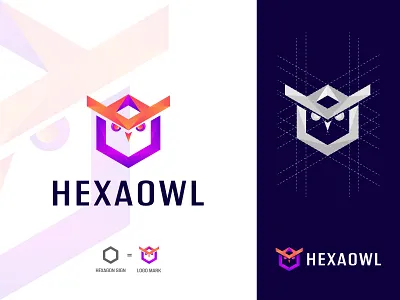 Hexagon owl logo design bird logo brand identity design brand logo branding business logo colorful creative golden ratio gradient hexagon hexagon logo logo design modern modern hexagon modern owl owl