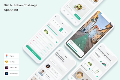 Diet Nutrition Challenge App UI Kit app design diet diet food health healthy life nutrition nutritionist ui ui design ui kit ux