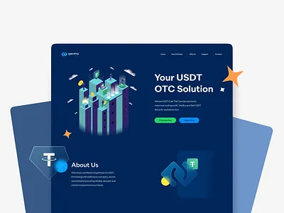 Qrypto Landingpage 3d blockchain branding crypto dogecoin graphic design landingpage logo memecoin nft qrypto startup tether theter ui uiux ustd webui