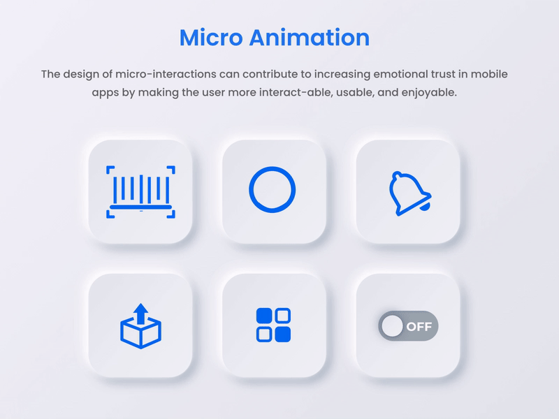 Micro-interactions in Neomorphism Style add expresso animated animation ecommerce icon icon motion iconography icons material microinteraction motion motion design set vector web