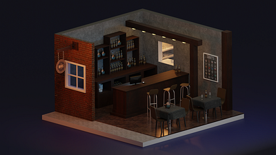 Isometric 3D Bar 3d blender branding design illustration