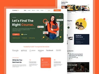 Online Course Landing page Concept best design clean course education elearning eye catching graphic design header hero section learn lesson minimal modern ui design online course platform sifat hasan study uiux design website website design