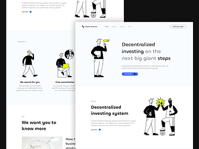 Investing platform website application block chain character crypto design holding home page illustration investing investment landing landing page startups ui ux venture web web design website