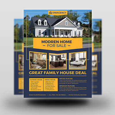 Real Estate Flyer Template Vol.15 business buy houses corporate design flyer house for rent house for sale house rental illustration leaflet poster property listing real estate real estate agent rental