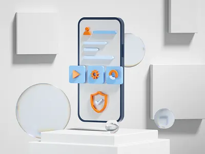 Blue Phone Composition 3d 3dart abstract art c4d cinema4d colorful composition design geometric minimalism motion graphics octane render ui